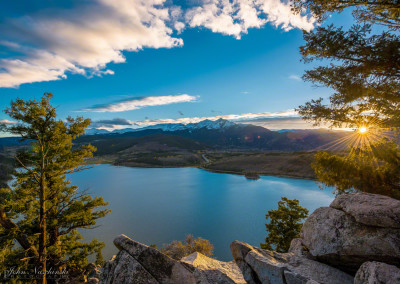 Sunset over Dillon Colorado Reservoir Peak 4 Summit