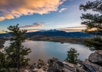 Sunset over Dillon Reservoir from Sapphire Point Trail