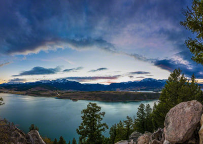 Panoramic Twilight over Dillon Reservoir Peak 4 Summit & Buffalo Mountain