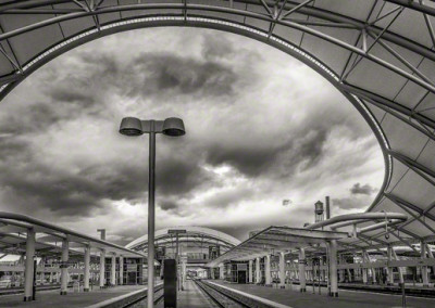B&W Panoramic of Denver Union Station Train Hall