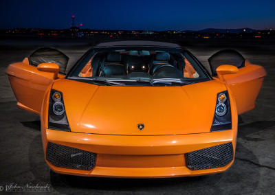 Orange Lamborghini Gallardo at Night