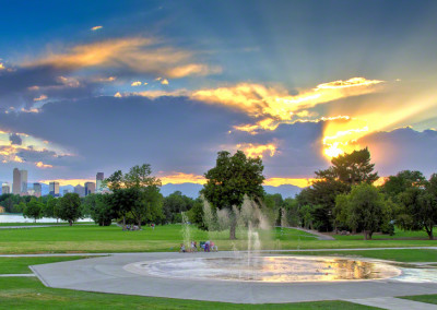 Denver City Park at Sunset