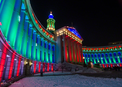 Denver City and County Building Lit Up for Christmas