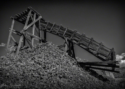 Remains of Old Gold Mine in Victor Colorado Photo 1 B&W