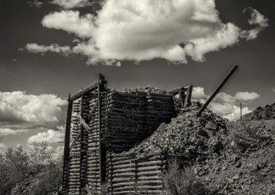 Photo of Old Victor Colorado Wooden Mine Shaft B&W