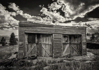 Old Wooden Garage in Victor Colorado B&W