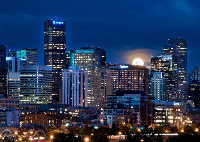 Denver Night Skyline with Moon 06