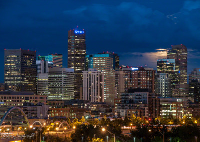 Denver Night Skyline with Moon 04
