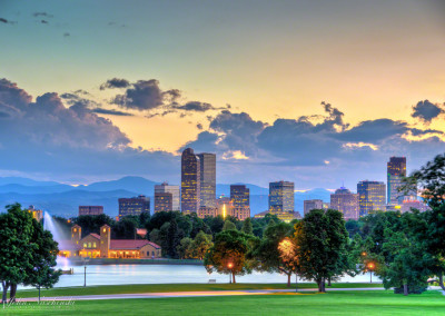 Denver City Park Skyline at Sunset 01