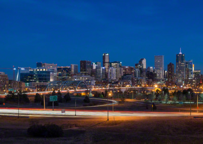 Denver Colorado Night Skyline 03
