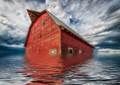 Old Colorado barn in Granby in Water