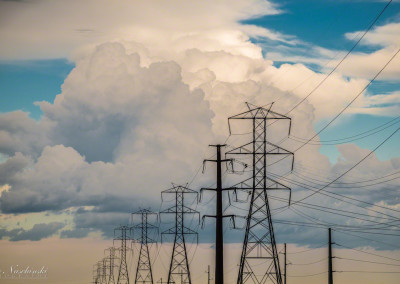 Colorado Power Lines Against Clouds - Horizontal
