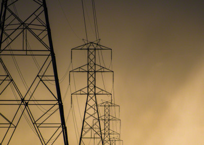 Colorado Power Line Against Cloudy Sunset Sky