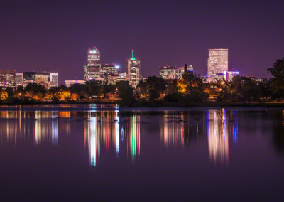 Denver Skyline Reflecting on Sloan's Lake After Sunset