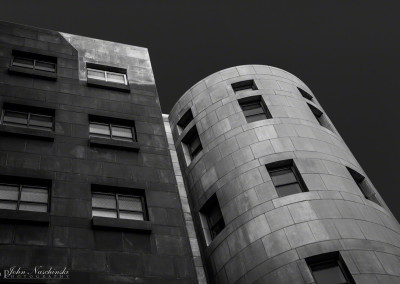 B&W Photo of Denver Architecture Round Building