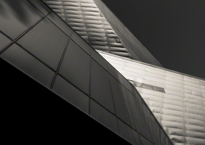 Vertical B&W Detail Photo of Denver Art Museum West Side