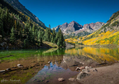 Aspen Maroon Bells Clear Reflections on Crater Lake