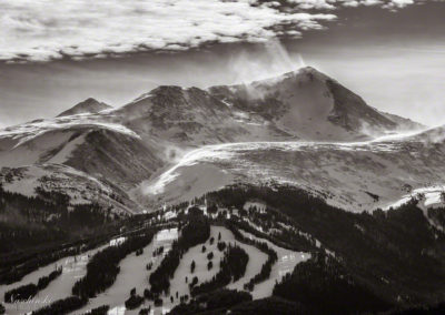 Blowing Snow Atop Breckenridge Peak 9 B&W