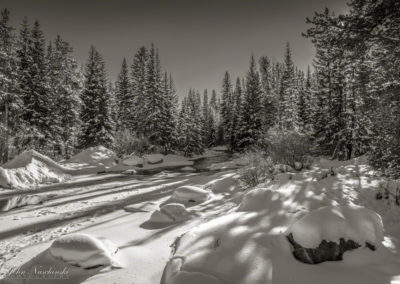 Black & White Photo of the Blue River Near Maggie Pond in Breckenridge 04