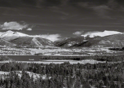 Winter Photo of Lake Dillon & Tenderfoot Mountain 02 B&W
