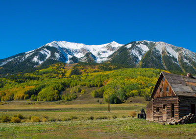 Panorama of Old Log Cabin in Crested Butte Colorado