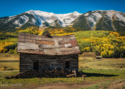 Close Up of Old Log Cabin in Crested Butte Colorado