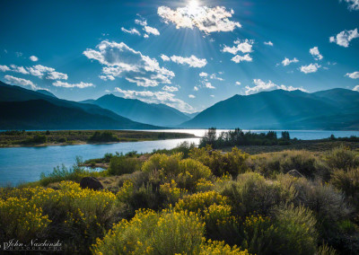 Light Rays Illuminating Twin Lakes at Leadville Colorado