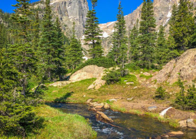 Hallett Peak and Stream from Dream Lake