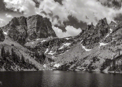 Emerald Lake Black and White Photo at Rocky Mountain National Park