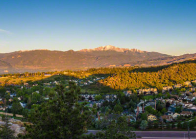 Panoramic Sunrise Photo of Pikes from Peak Ridgecrest Drive Colorado Springs 01