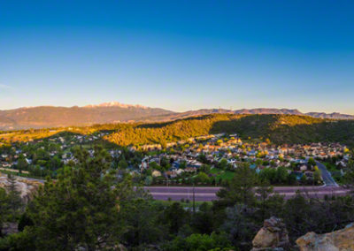 Panoramic Sunrise Photo of Pikes from Peak Ridgecrest Drive Colorado Springs 02