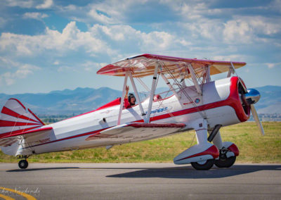 Boeing Stearman Biplane - Pilot Gary Rower Waving to Crowd