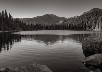 Bear Lake Rocky Mountain National Park and Longs Peak B&W 04