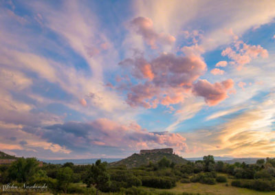 Photo of Castle Rock Colorado with Pink Blue Yellow Sunset 08