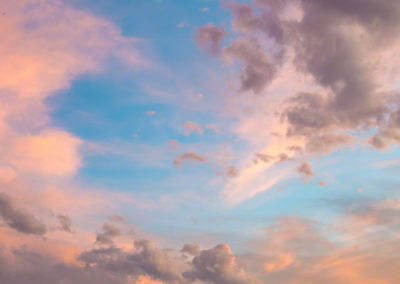 Photo of Moon Over Castle Rock Colorado with Pink Blue Yellow Sunset 06