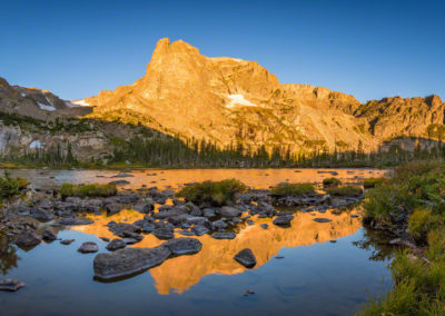 Notchtop Mountain Reflections on Lake Helene Panoramic Photo 06