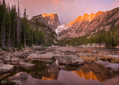 First Light at Dream Lake Rocky Mountain National Park