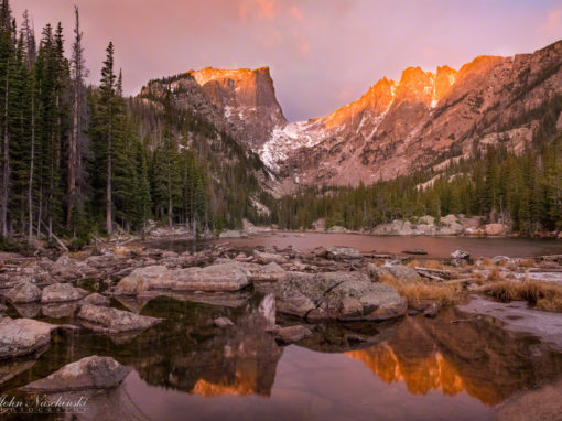 First Light at Dream Lake Rocky Mountain National Park