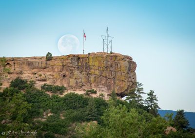 Full Moon Setting Over the Rock at Sunrise