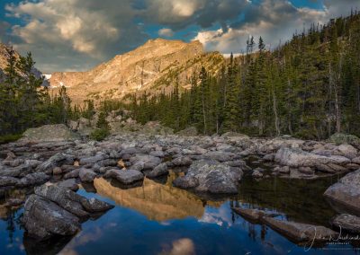 Hallett Peak Reflecting on Alpine Pond Near Lake Haiyaha RMNP