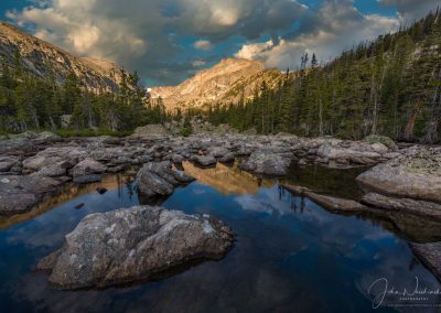 Hallett Peak Reflecting on Alpine Tarn Near Lake Haiyaha RMNP