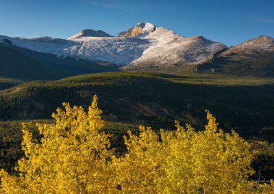 Snowy Longs Peak and Fall Colors