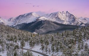 Snow Capped Ypsilon Mountain Pink Sunrise Belt of Venus