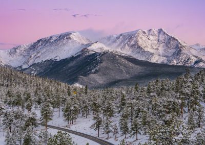 Snow Capped Ypsilon Mountain Pink Sunrise Belt of Venus