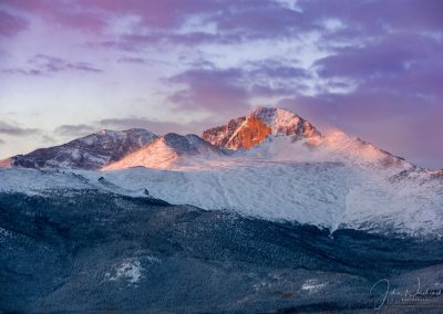 Purple Sunrise over Snow Capped Longs Peak
