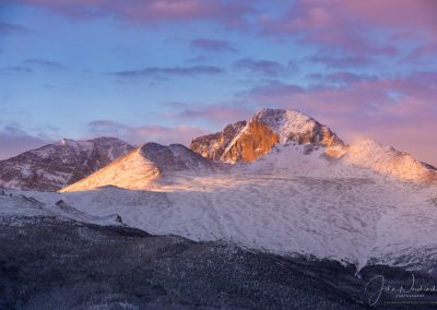 First Light over Snow Capped Longs Peak RMNP