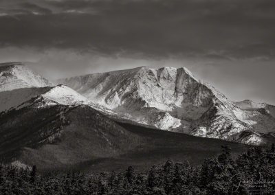 B&W Photo of Panorama of Snow Capped Ypsilon Mountain