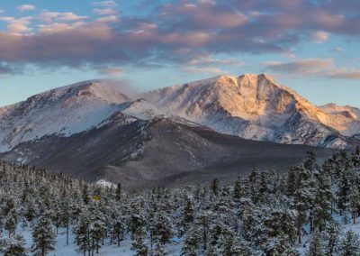 Panorama of Snow Capped Ypsilon Mountain in the Mummy Range