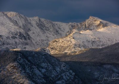 Edge Light over Snowy Thatchtop Mountain and Chiefs Head Peak