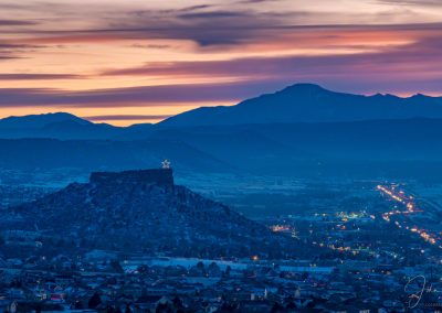 As the Sun Sets Behind Colorado Front Range Castle Rock Star Appears Brighter